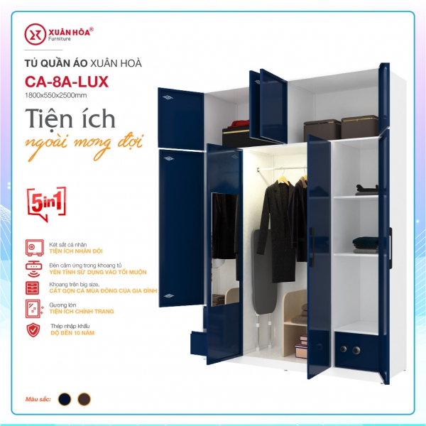 CA-8A-LUX - Tủ sắt Gia Đình 4 buồng . có 2 màu Trắng nâu sần- Trắng xanh kim sa